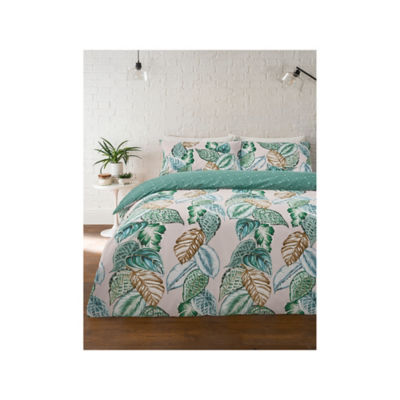 ASDA George Home Pink Palms Polka Dot Reversible Duvet Cover Set Double- Buy online at McGrocer