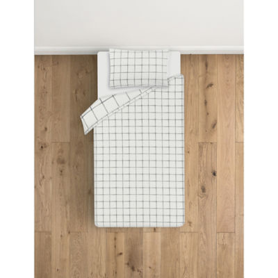 George Home 100% cotton white check duvet cover set single (British brand)