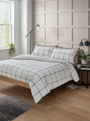 George Home white check duvet cover set super king, UK version