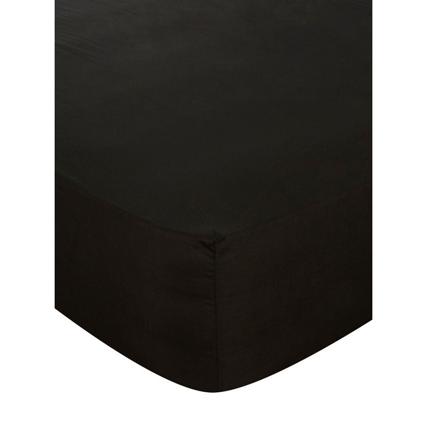 George Home Black Plain Fitted Sheet - King