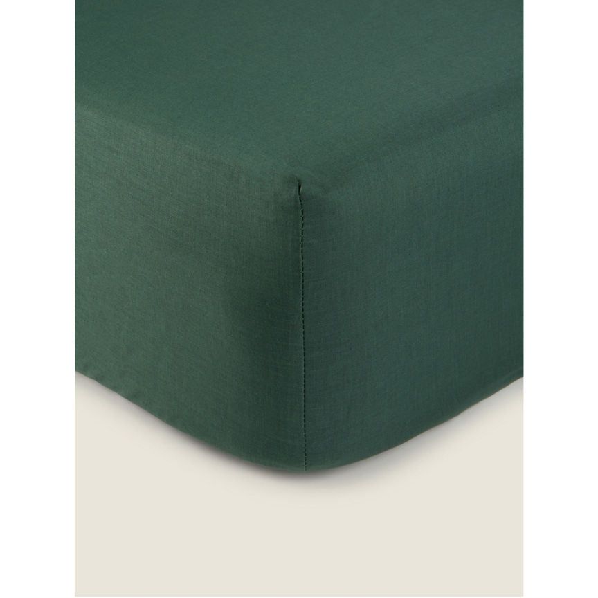 George Home Dark Green Plain Fitted Sheet - Double GOODS ASDA   