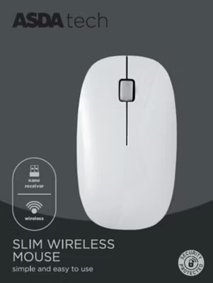 ASDA Tech wireless mouse white - British product