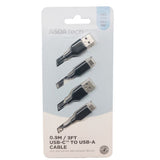 ASDA USB-C cable Black 0.9m 2pk - British product