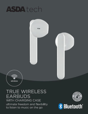 ASDA ASDA Tech True Wireless Earphones White Bluetooth Earphones- Buy online at McGrocer