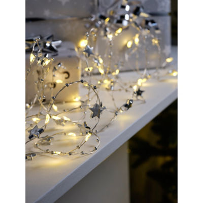George Home silver-tone star string lights - British product