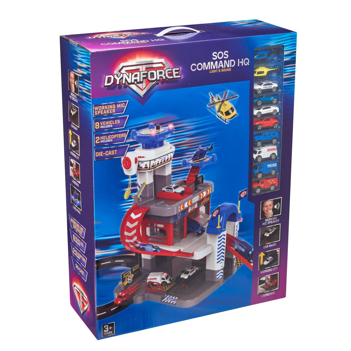 Dynaforce SOS Command HQ 3-level toy garage with lights and sounds (British brand)