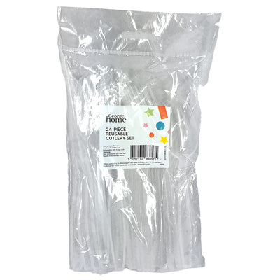 ASDA George Home Clear Mixed Cutlery Set 24pk- Buy online at McGrocer