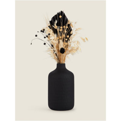 George Home dried floral arrangement black vase 30cm - British product