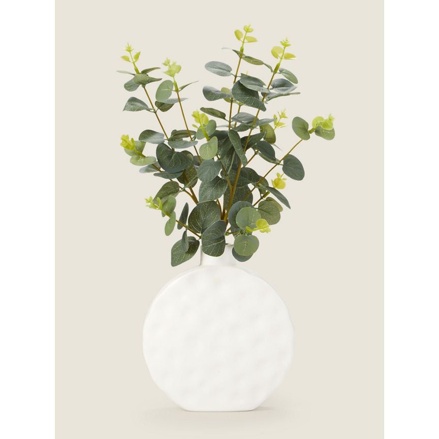 George Home Artificial Eucalyptus in a White Dimple Vase GOODS ASDA   