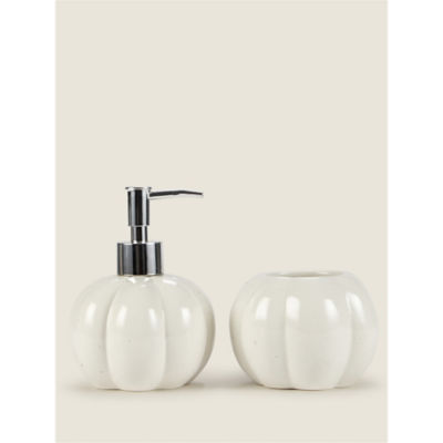 White pumpkin tumbler earthenware 10.2cm, imported from the UK