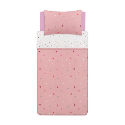 George Home pink star check single duvet set 2pk - British product