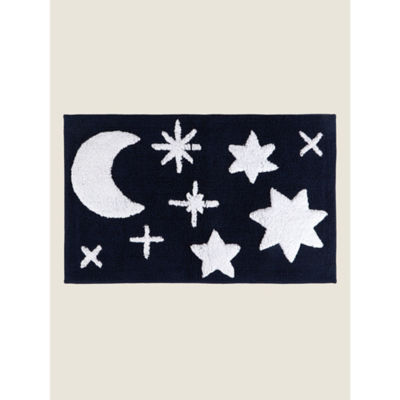 Navy Moon and Stars bath mat, UK version
