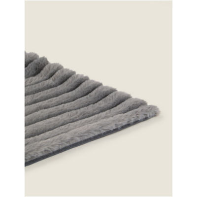 George Home grey ribbed faux fur throw 120x150cm, imported from the UK