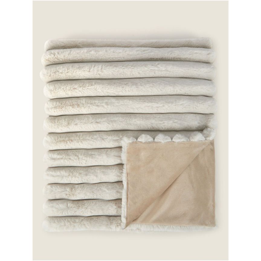 George Home Natural Ribbed Faux Fur Throw GOODS ASDA   