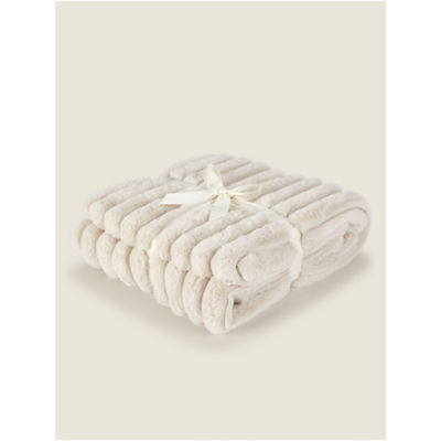 ASDA George Home Natural Ribbed Faux Fur Throw 120x150cm- Kjøp online på McGrocer