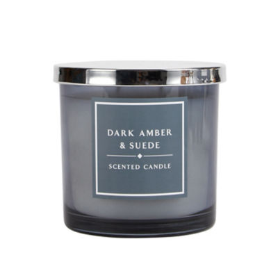 George Home dark amber and suede double wick candle 380g, UK version