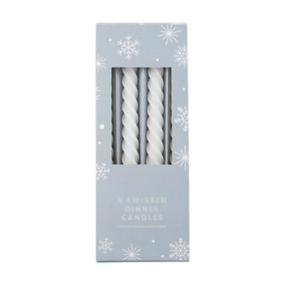 White twisted dinner candles 4 pack (British brand)