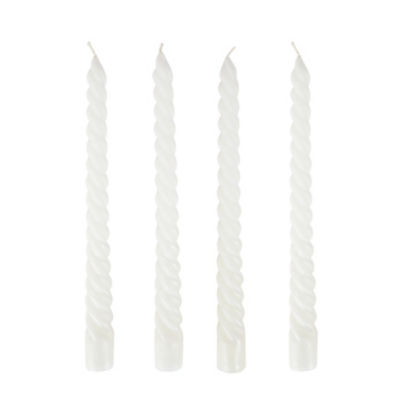 White twisted dinner candles 4 pack (British brand)
