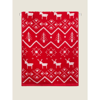 George Home Fairisle Christmas guest towel red and white - British product