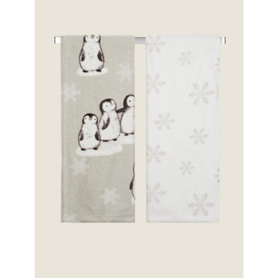 ASDA George Home Small Grey Christmas Penguin Guest Towel - Set of 2- Buy online at McGrocer