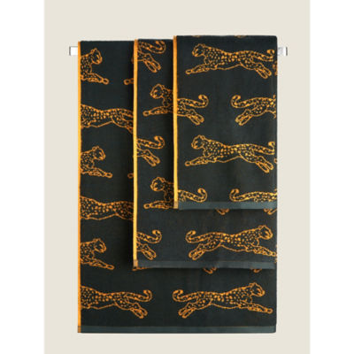 George Home ochre cheetah bath sheet 100x150cm (British brand)