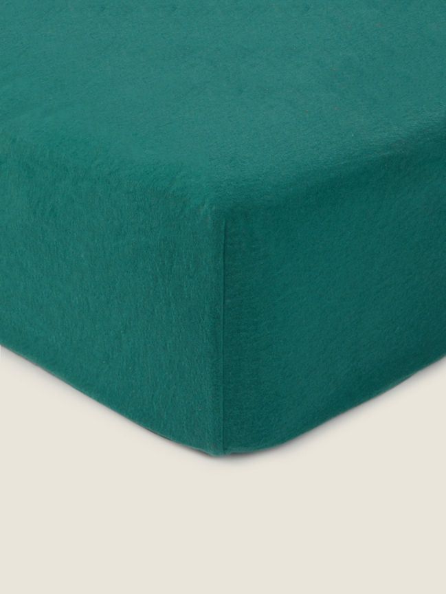 George Home Green Brushed Cotton Fitted Sheet - Single