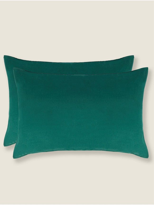 George Home Green Brushed Cotton Pillowcase Pair