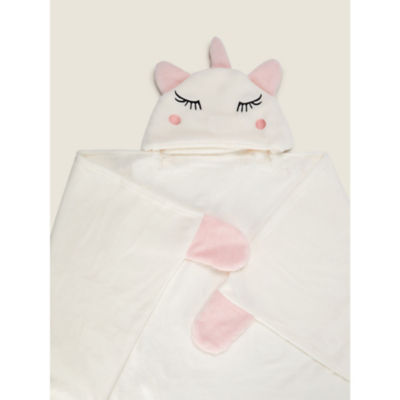 George Home white unicorn hooded fleece blanket 100x140cm, UK version