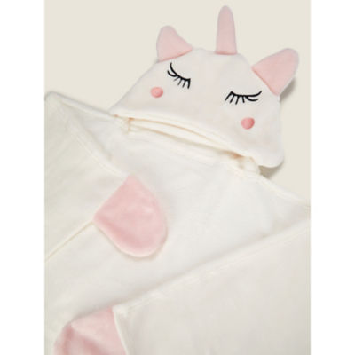 George Home white unicorn hooded fleece blanket 100x140cm, UK version