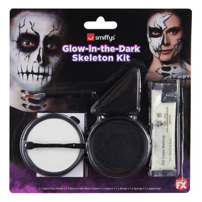 Smiffy's skeleton makeup kit with glow cream, imported from the UK