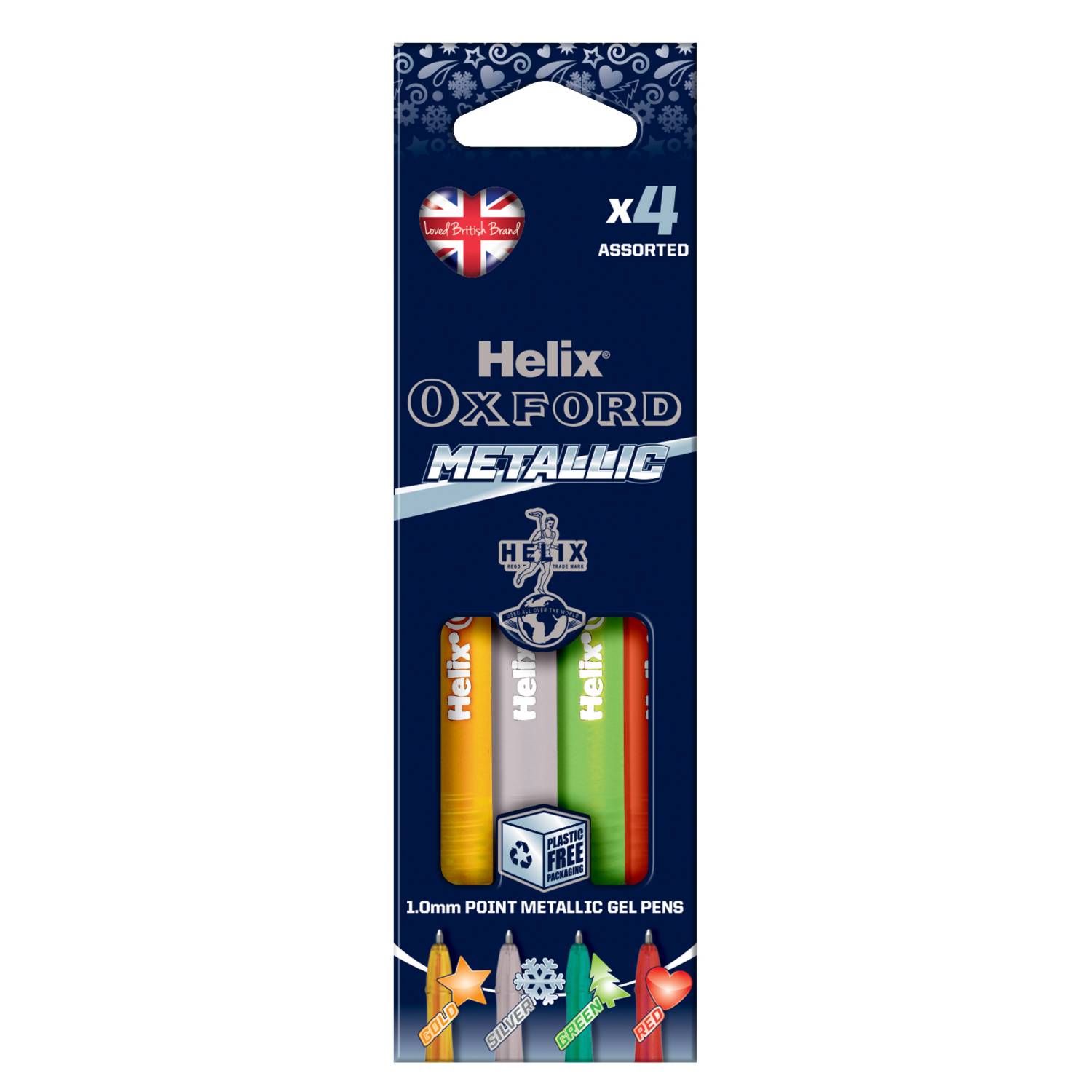 Oxford Helix metallic gel pens 4 pack - British product