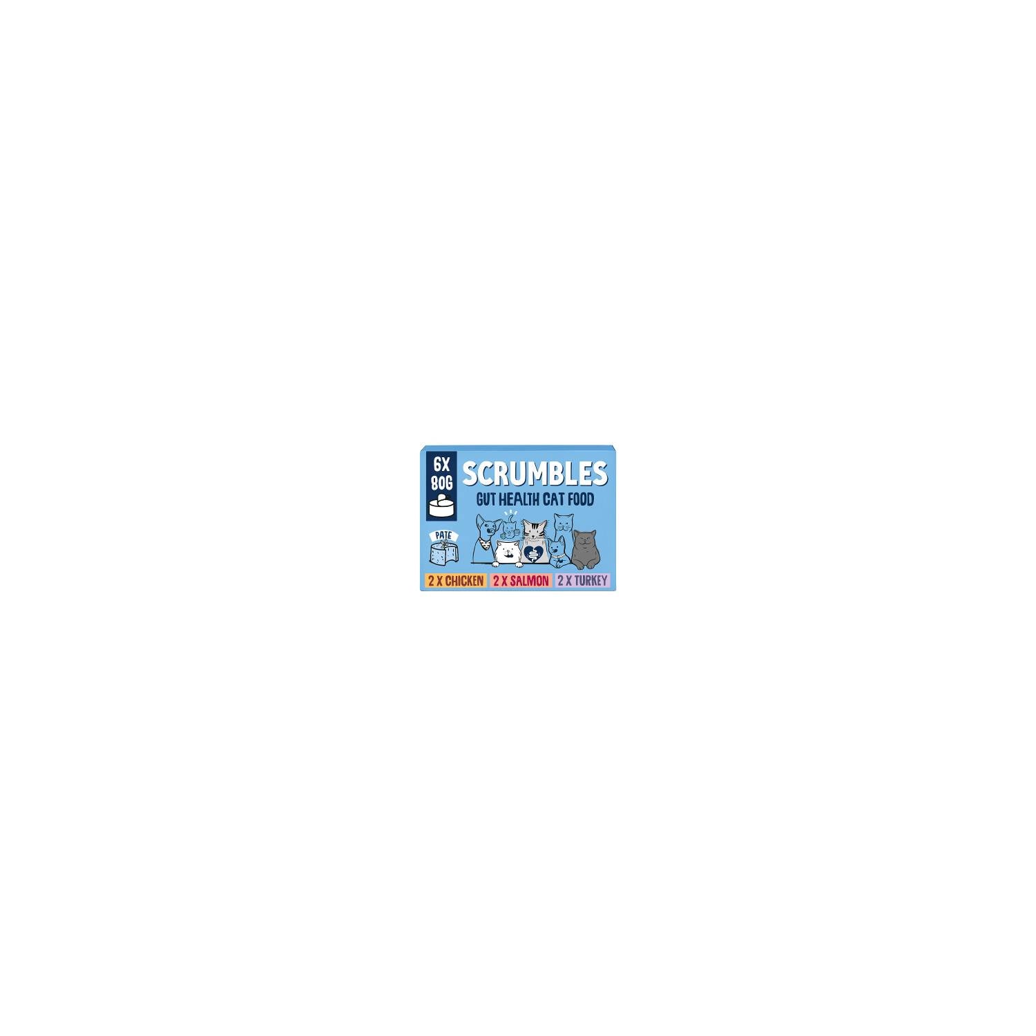 Scrumbles wet cat food pate Classic Selection 6x80g, imported from the UK