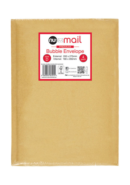 Nu Mail Bubble Envelope Size D 4 Pack GOODS ASDA   