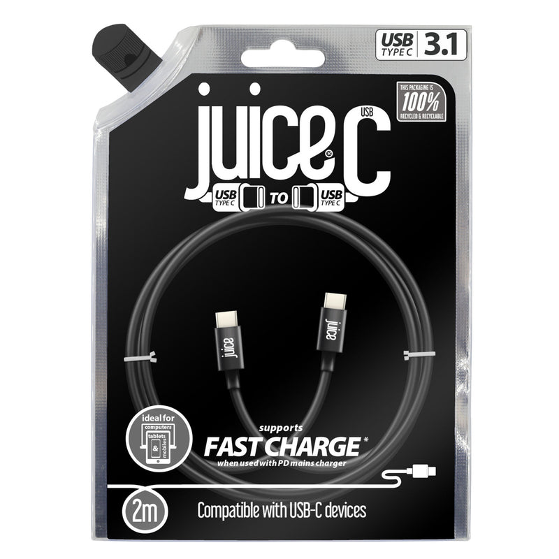 Juice USB-C cable black braided 2m, imported from the UK