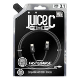 Juice USB-C cable black braided 2m, imported from the UK