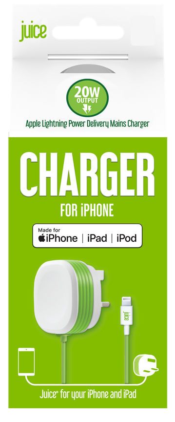 Juice Lightning Mains Charger with 1.5m Integrated Cable - 20w