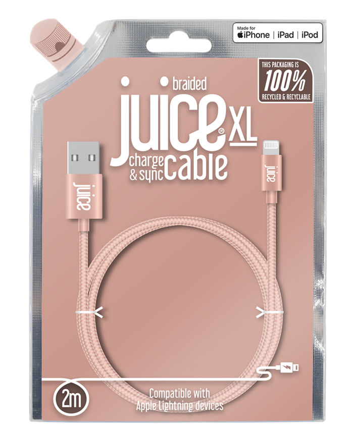 Juice Braided Lightning Cable - Rose Gold 2m