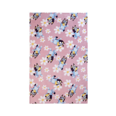 Bluey pink fleece blanket with daisy design 100x150cm (British brand)