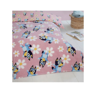 Bluey pink fleece blanket with daisy design 100x150cm (British brand)
