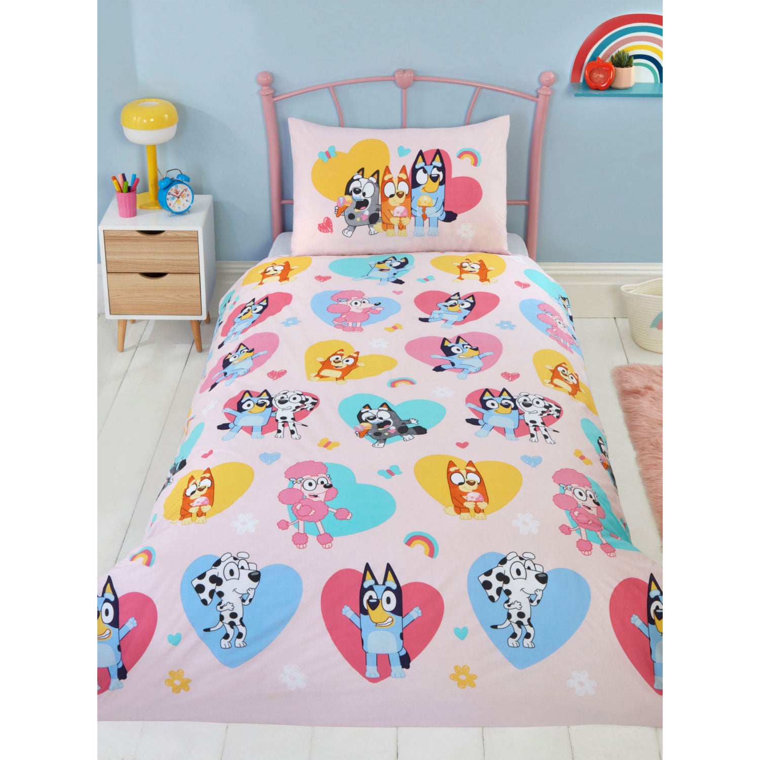Bluey Hearts duvet set single size - British product