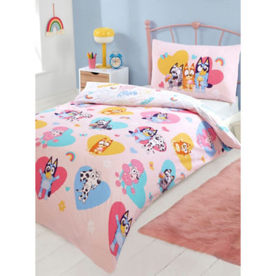 Bluey toddler duvet set hearts design, imported from the UK