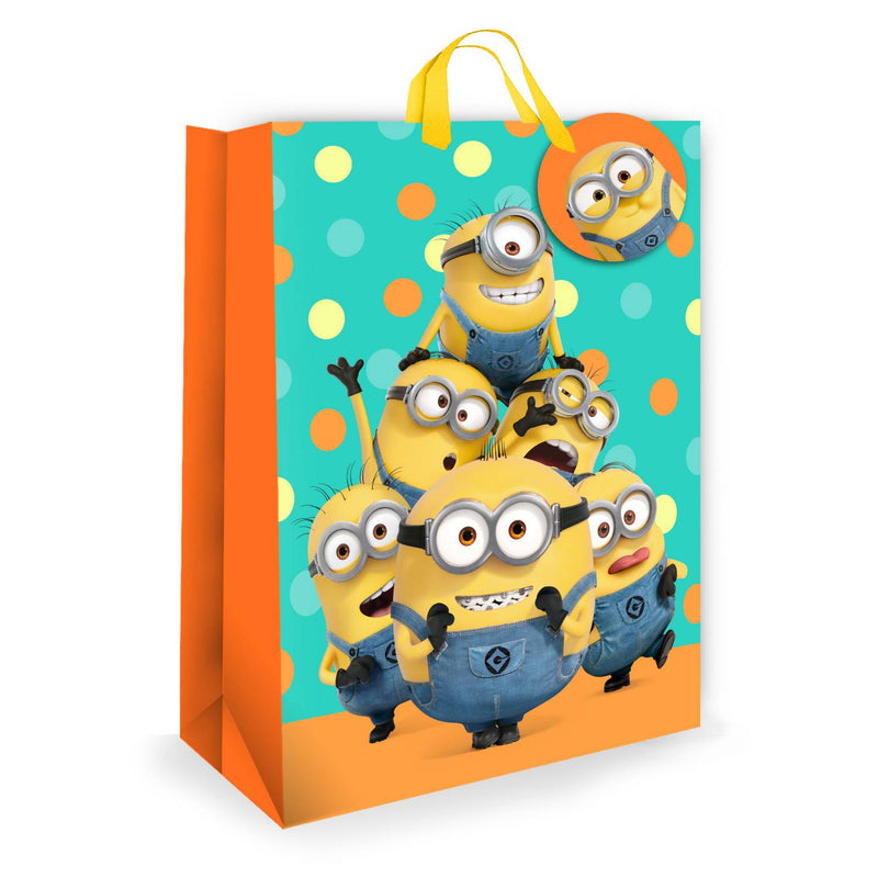 Minions gift bag featuring Stuart with ribbon handles (British brand)