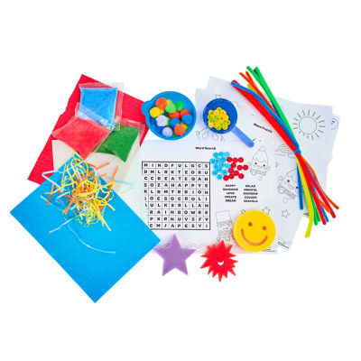 Crayola craft box with pipe cleaners, pompoms, and buttons - British product