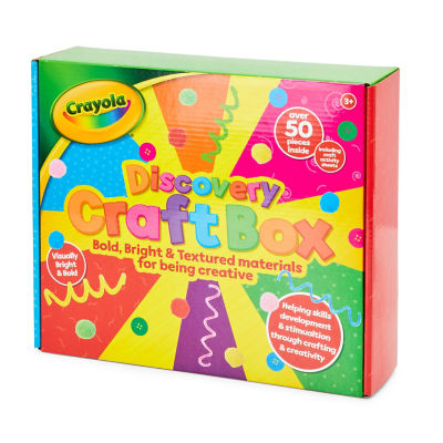 Crayola craft box with pipe cleaners, pompoms, and buttons - British product