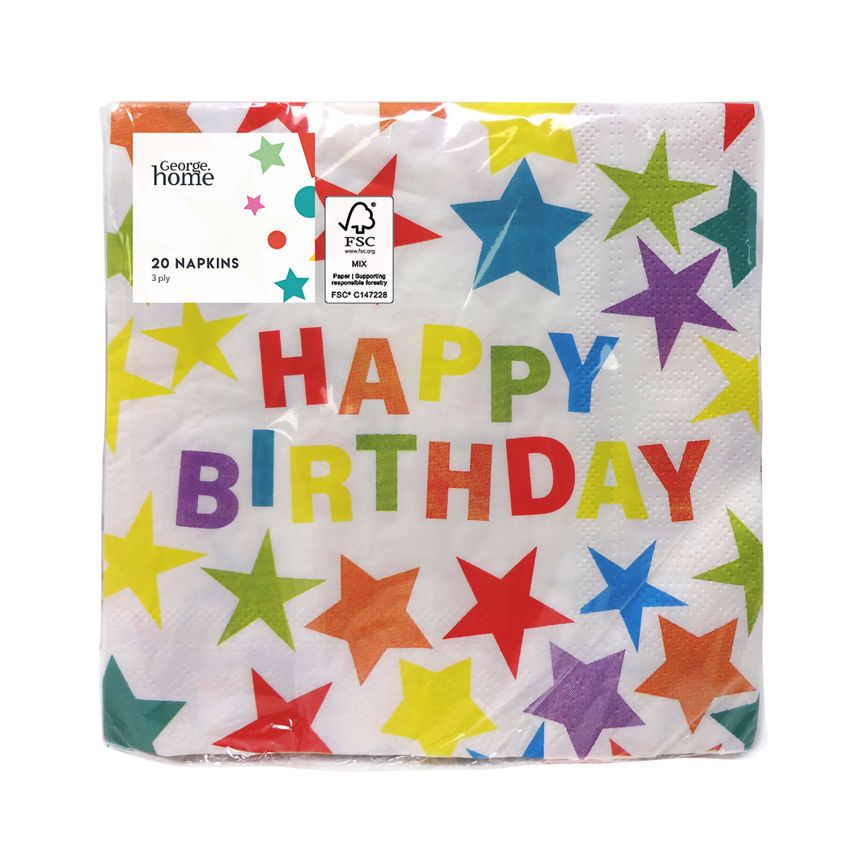 George Home Bright Star Happy Birthday Napkins GOODS ASDA   