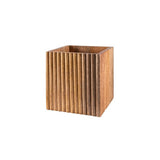 George Home brown ribbed wooden square planter 20cm, imported from the UK