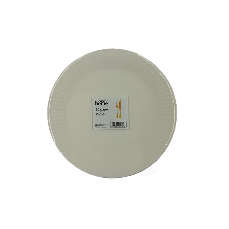 George Home white value paper plates 30pk, UK version