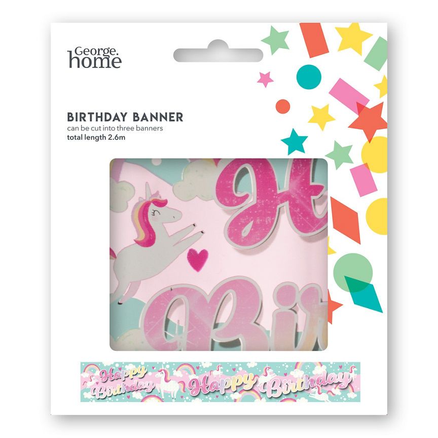 George Home Unicorn Birthday Banner GOODS ASDA   