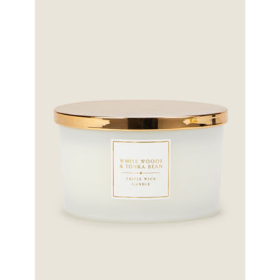 ASDA George Home Classic White Woods and Tonka Bean Triple Wick Candle 450g- Buy online at McGrocer