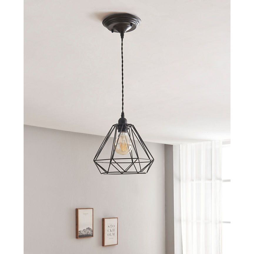 George Home Black Easy Fit Wire Triangle Pendant Light Shade GOODS ASDA   